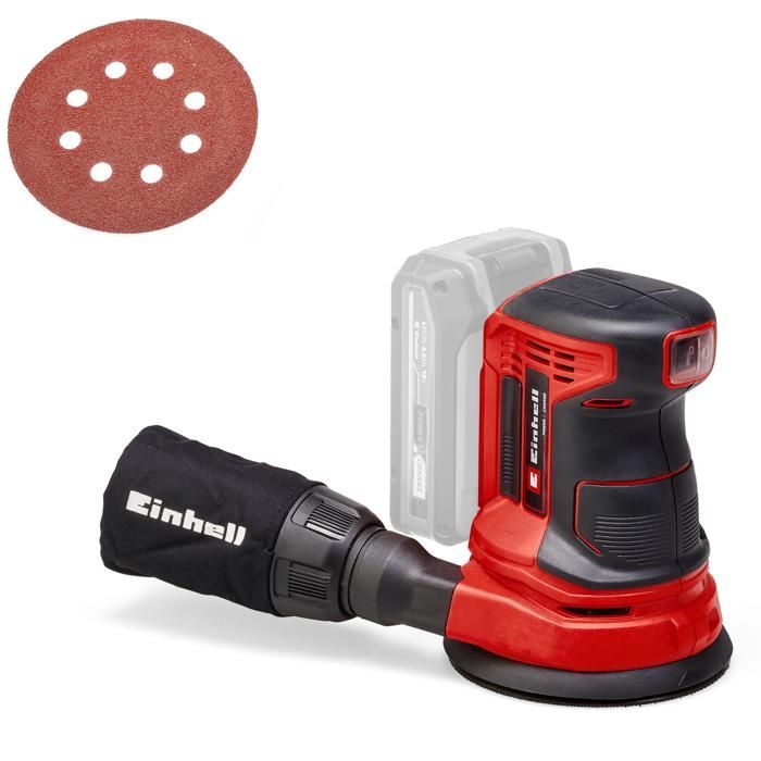 Einhell Ponceuse excentrique sans fil TE-RS 18 Li - Solo PXC (18V, avec 1 abrasif) Livré sans Batterie ni Chargeur