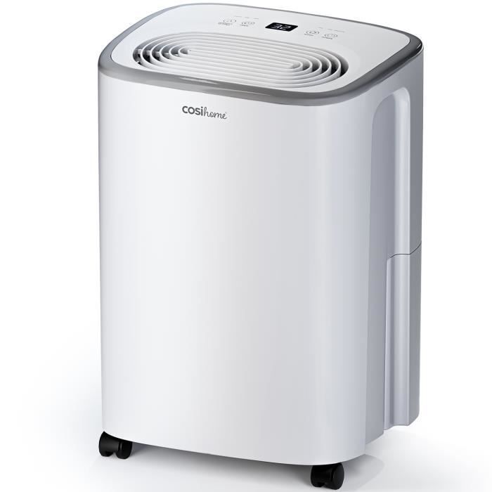 Cosi Home Déshumidificateur 12L/jour avec capteur d'humidité, Minuterie 24h, Drainage continu et mode veille