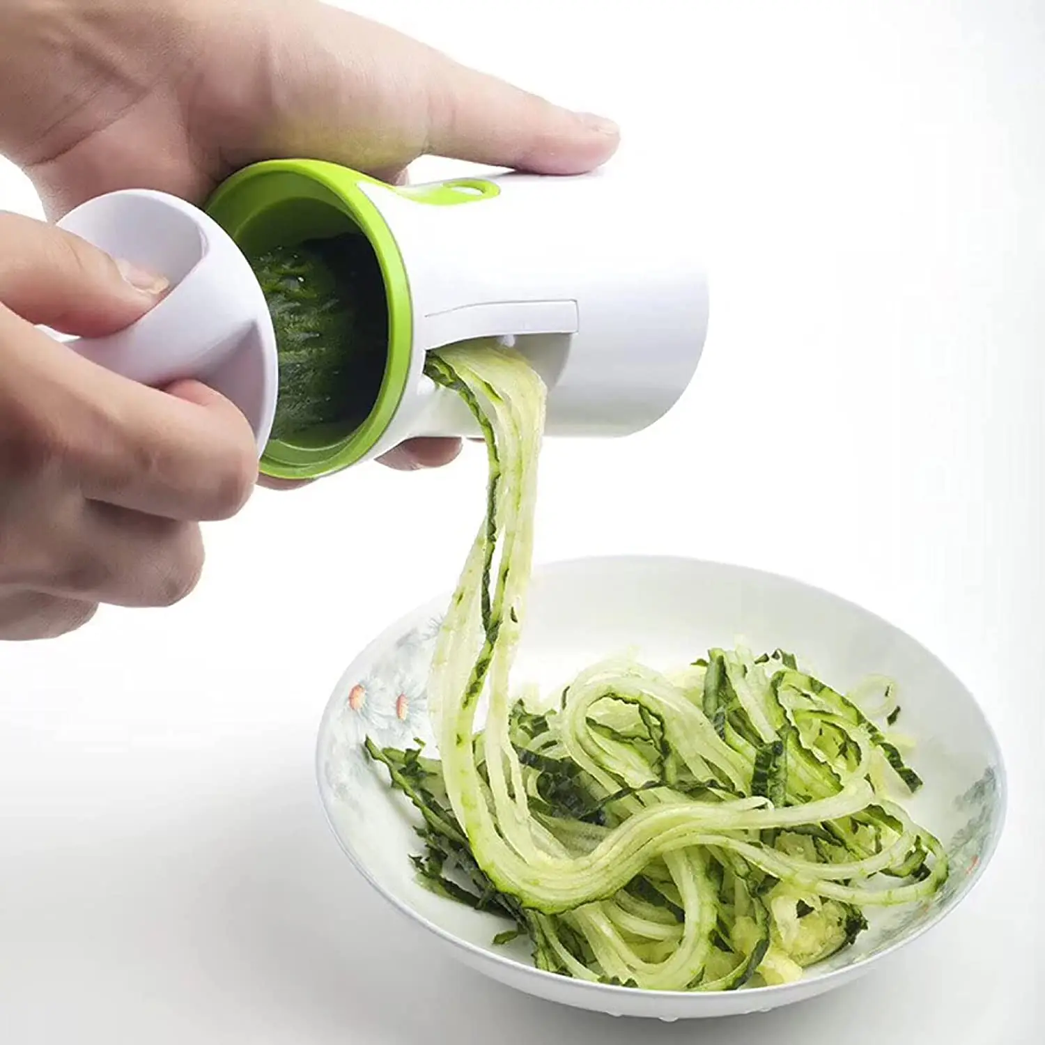 Coupe-légumes spiraliseur portatif 3 en 1, trancheuse à spirales pour carottes, courgettes et spaghettis. Idéal pour la cuisine.