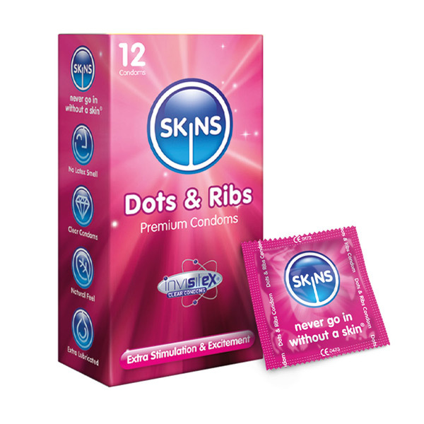 Skins Kondomer Dots & Ribs 12-pakning | Helse | Superdrug