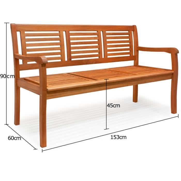 Panchina da giardino DEUBA a 3 posti in legno di eucalipto pre-oliato, certificato FSC®, per balcone, terrazzo, patio