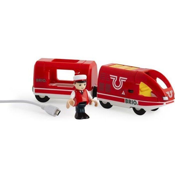 Train de Voyageur Rechargeable BRIO - Circuit de train en bois - Ravensburger - Rouge - Mixte dès 3 ans