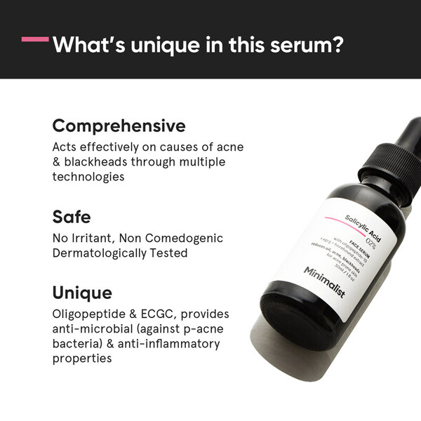Siero viso minimalista all'acido salicilico per pelli acneiche e grasse.