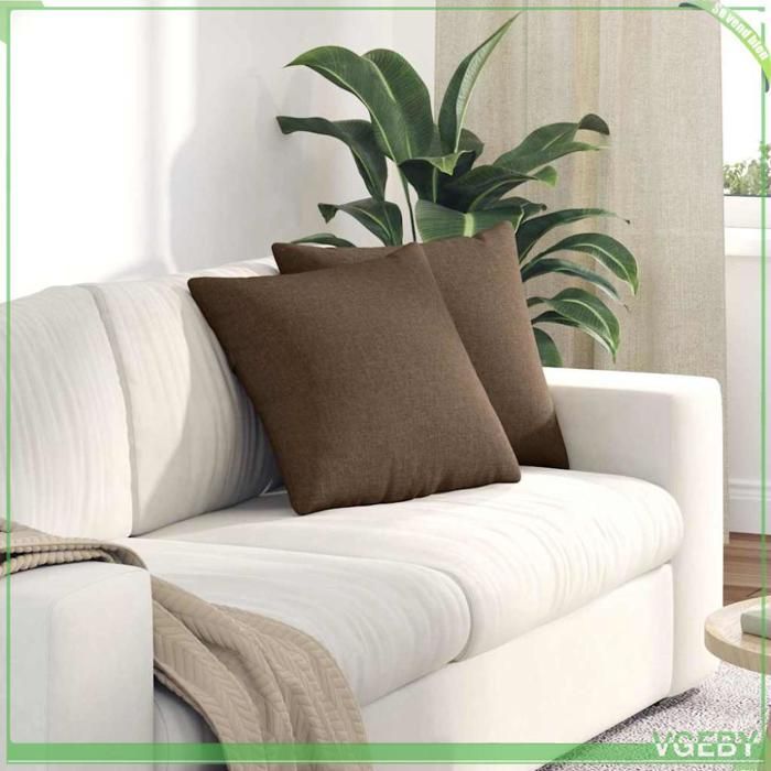 Cojines para sofá - Marrón - 45 x 45 cm - Fundas extraíbles - Relleno de poliéster
