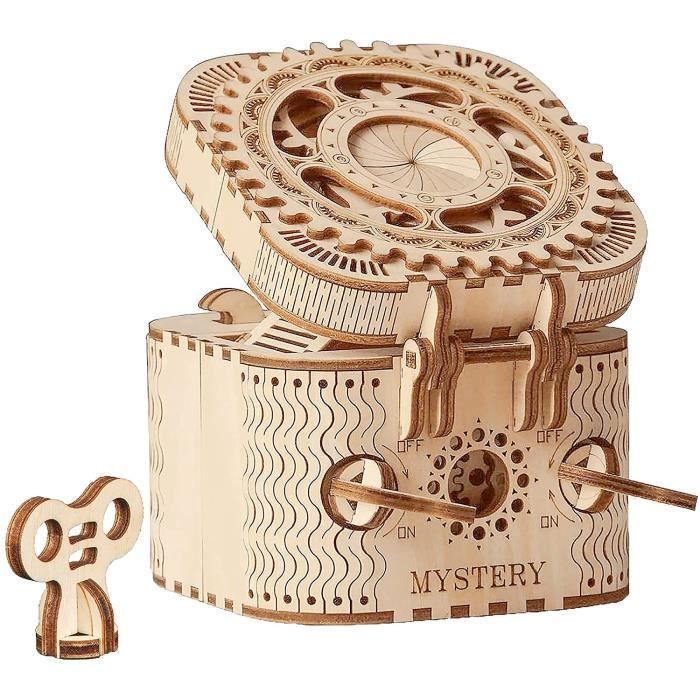 MARSEE Puzzle en Bois Maquette 3D Casse Tête Taillé au Laser - Boîte à Trésors Modèle Mécanique - Construction Jeu Bois Adulte