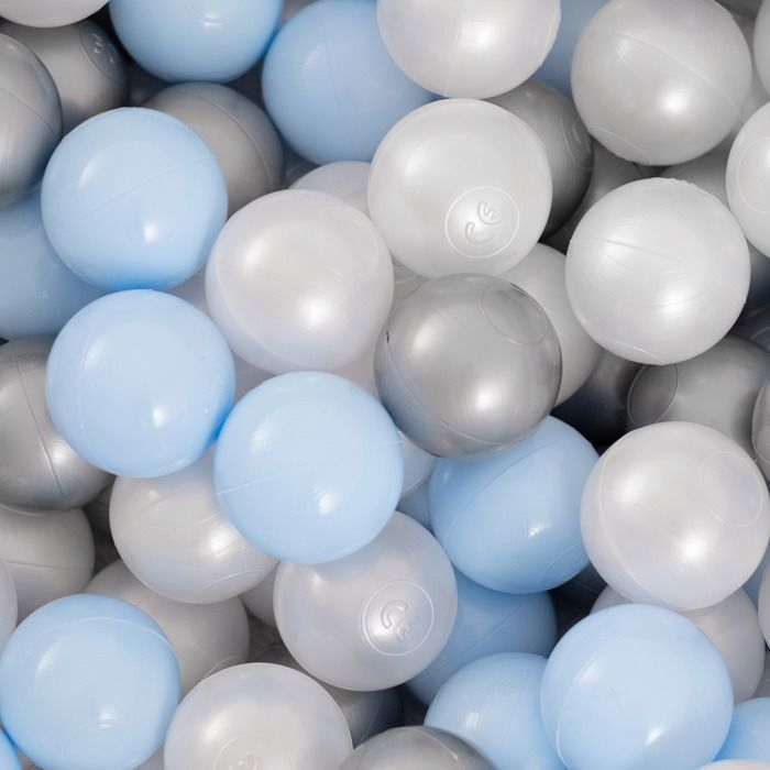 Balles pour Piscine à Balles de Jeu pour Bébé Enfants MISIOO Plastique Colorées 6 cm 300 Boules: Blue/Argent/Blanc Perle