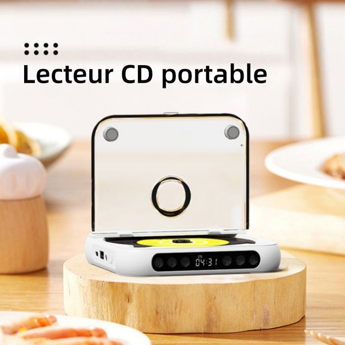 Reproductor de CD, Bluetooth, carga tipo C, AUX, altavoz doméstico, calidad de sonido HD, blanco