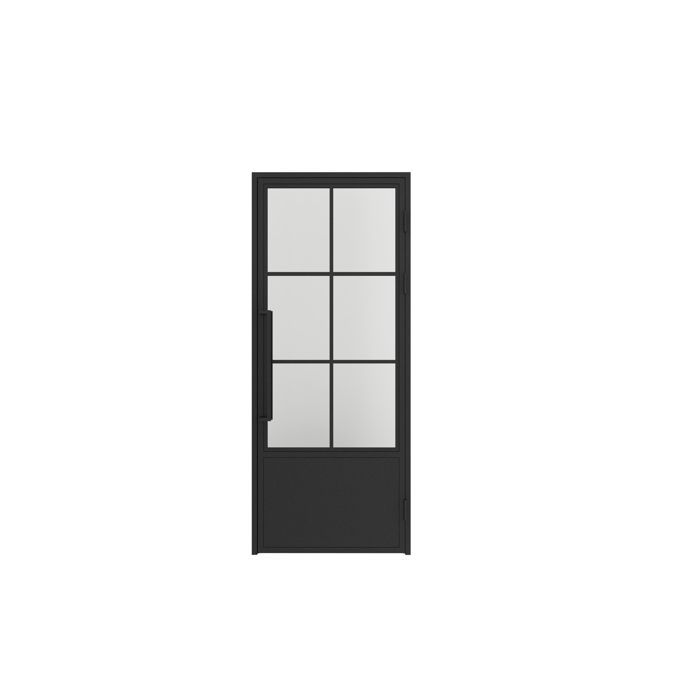 Schulte loft-style interior glass door, 83x204cm, hinged glass door, workshop style, black base, 6 panes, right-hand opening