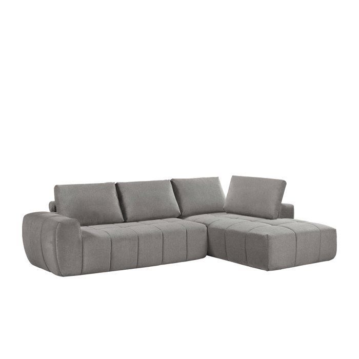 Sofá modular comprimido de 3 plazas - FLAVIE - Tela gris claro - 283 x 193 x 86 cm