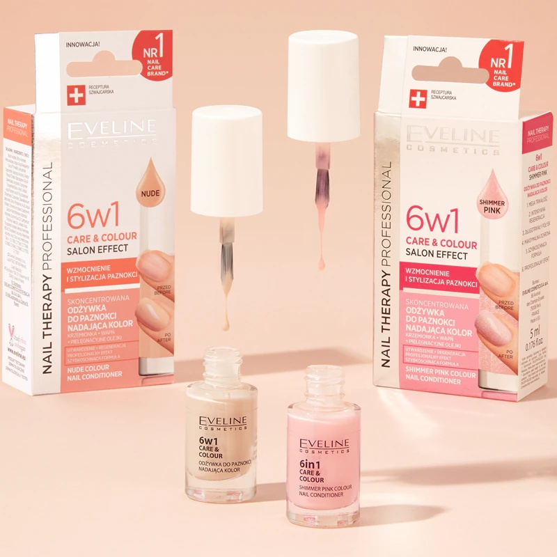 Eveline Cosmetics Nail Therapy Care & Colour балзам за нокте 6 у 1