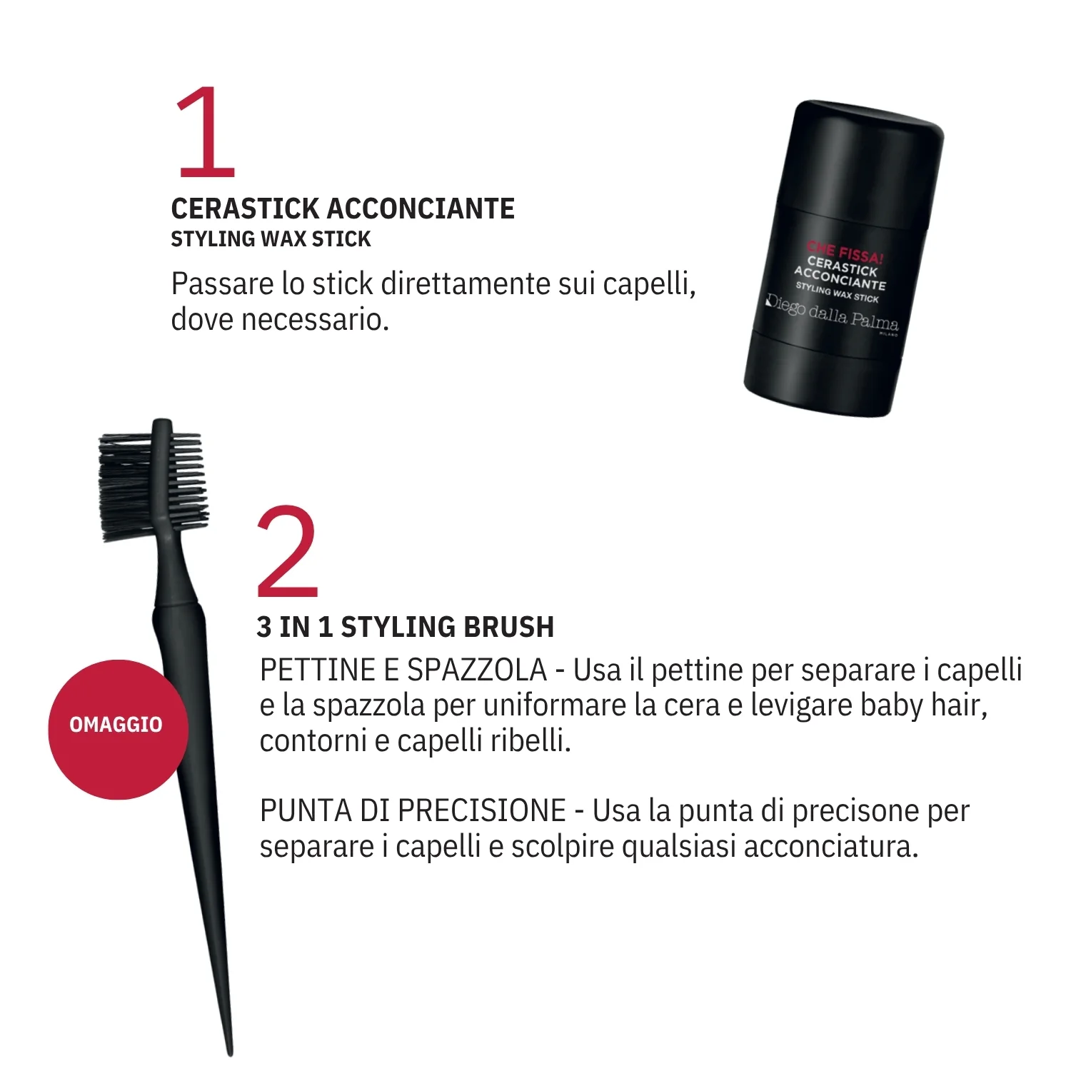 I Capelli CHE FISSA! STYLING KIT: Cerastick Acconciante + 3-In-1 Styling Brush - Cofanetti per Capelli, Pettini, Cera effetto lucido