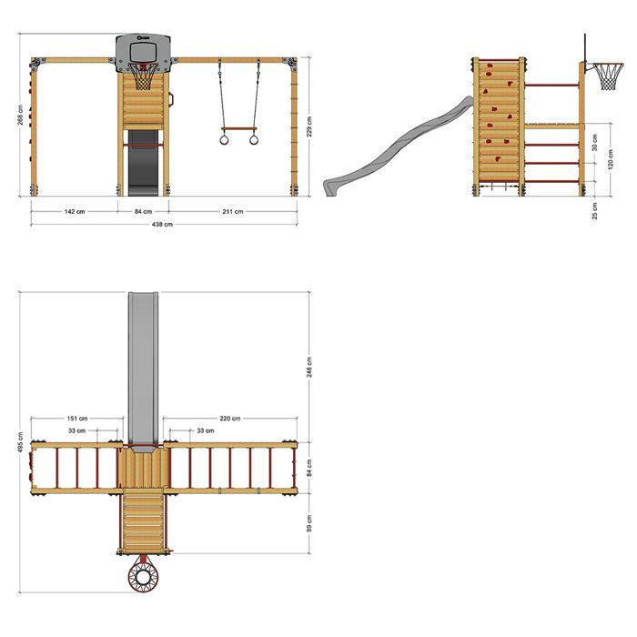 WICKEY FIT Cross1085 Speel- en fitnessstation – 300 cm glijbaan en hangladder – Calisthenicsstructuur voor in de tuin – 5 jaar garantie*