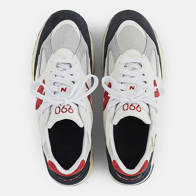 Herrenschuhe 990v2, hergestellt in den USA – NB Navy mit Meersalz