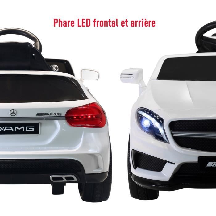Voiture véhicule électrique enfants 6 V 15 W V. max. 7 Km/h télécommande effets sonores + lumineux blanc Mercedes GLA AMG