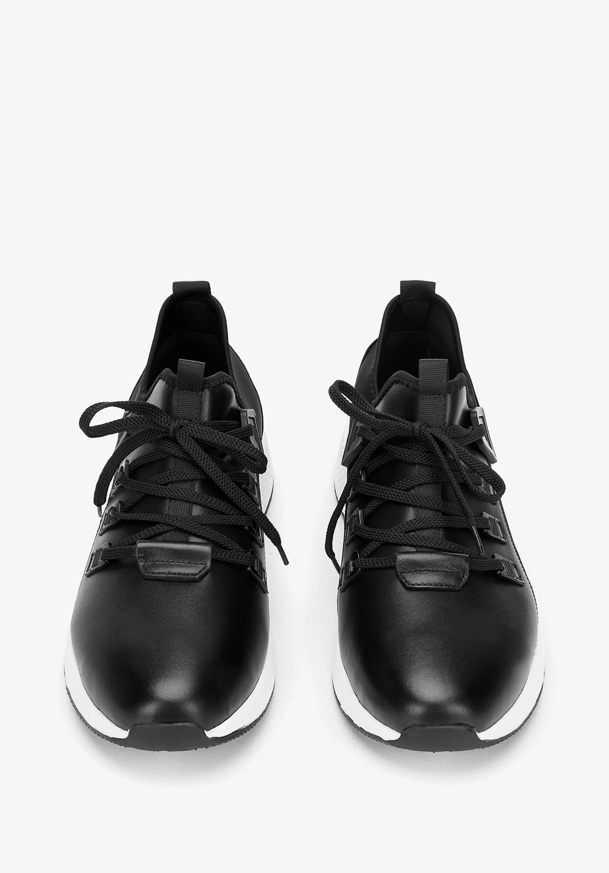 Męskie sneakersy ze skóry i tkaniny czarne