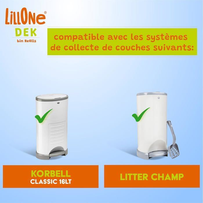 Sacchetti di ricarica compatibili con i contenitori Korbell Classic da 16 litri e Litter Champ – Confezione da 4 ricariche per contenitori per pannolini