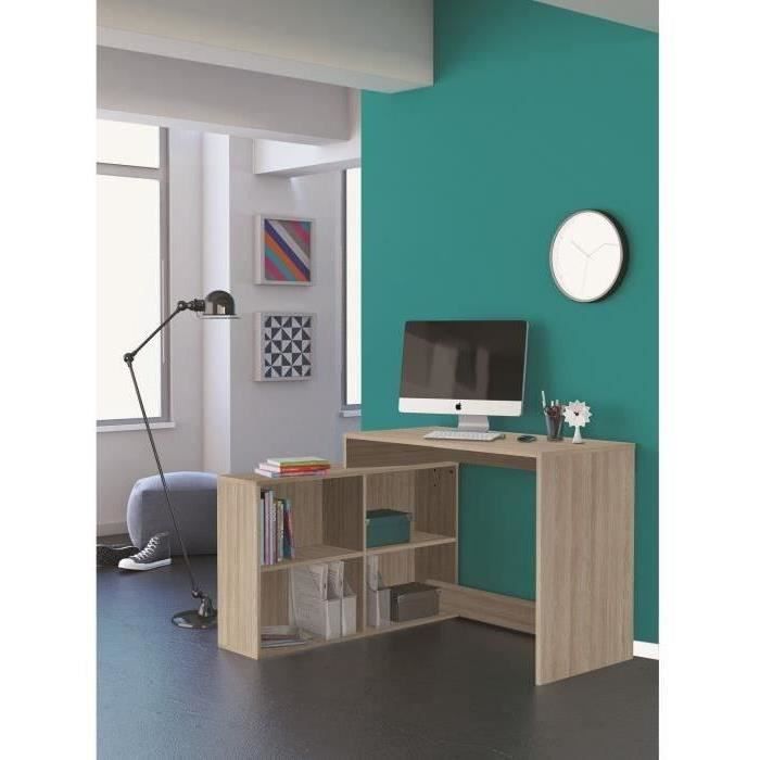 DEMEYERE Bureau d'angle contemporain décor chêne Shannon - L 112 cm - NAGANO