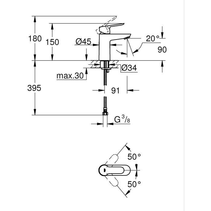 Miscelatore per lavabo - GROHE - BauEdge - Monocomando - Taglia S