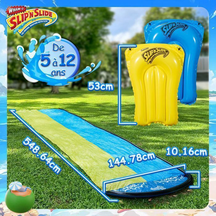 Wham-O Slip N Slide Dubbele Golfglijbaan 548,6 cm - Glijmat met 2 opblaasbare boards - Kinderen 5-12 jaar