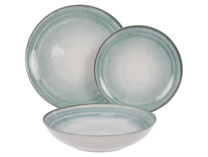 Komplet obiadowy 18 el. porcelanowy Lubiana Boss zielony