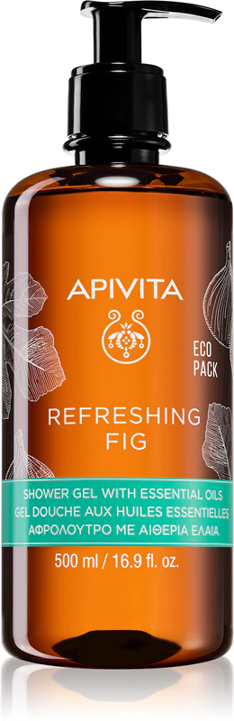 Gel de Banho Refrescante de Figo Apivita: gel de banho refrescante com óleos essenciais.