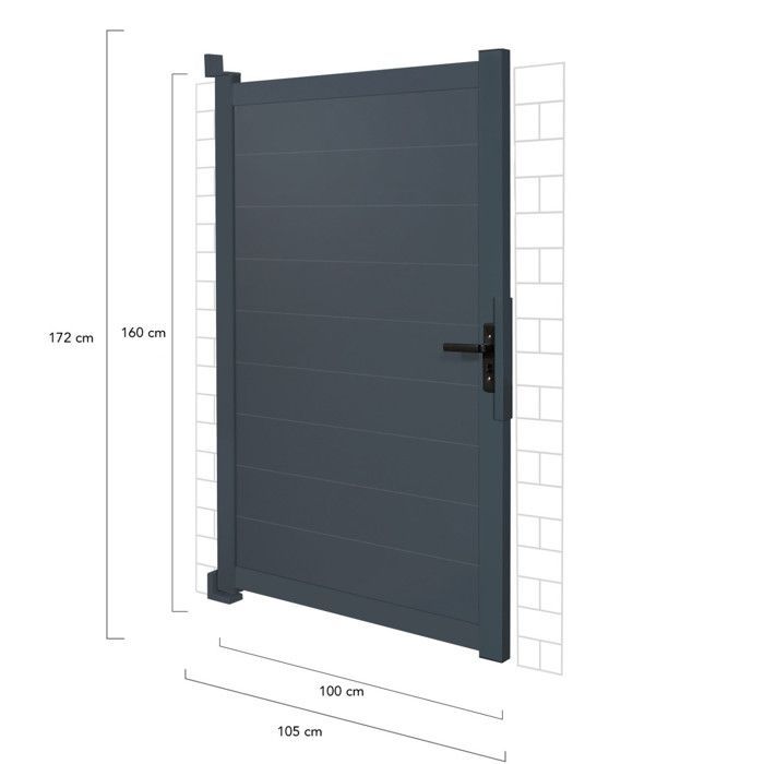 IDMARKET Portillon 100x160 cm en aluminium gris anthracite