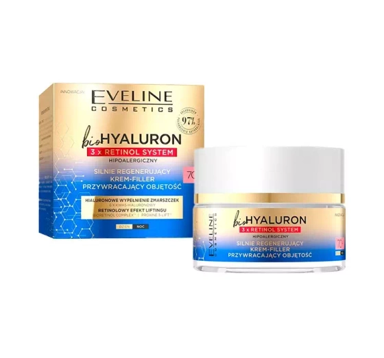 Eveline Cosmetics Biohyaluron 3 x Retinol System 70  regenerujący krem-filler przywracający objętość 50 ml