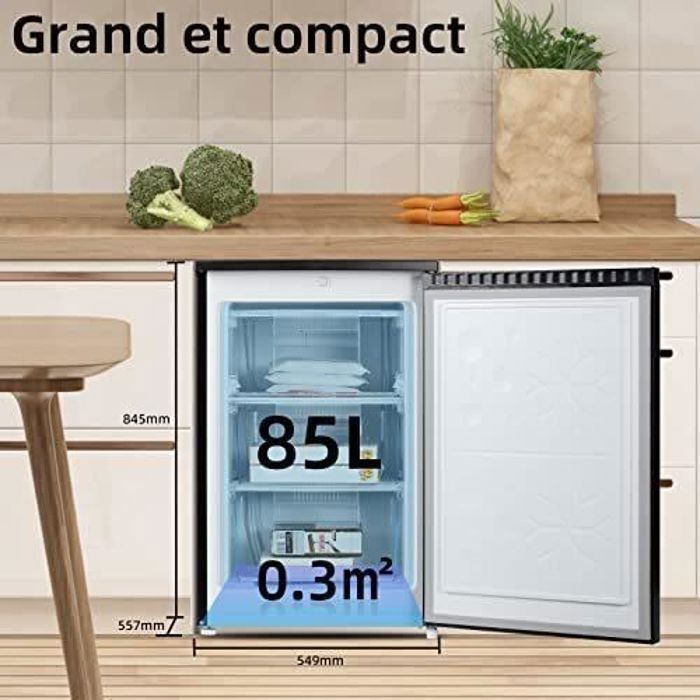 CHiQ Congélateur CSD90D4D vertical 85L, mini congélateur à porte unique, porte réversible, thermostat réglable