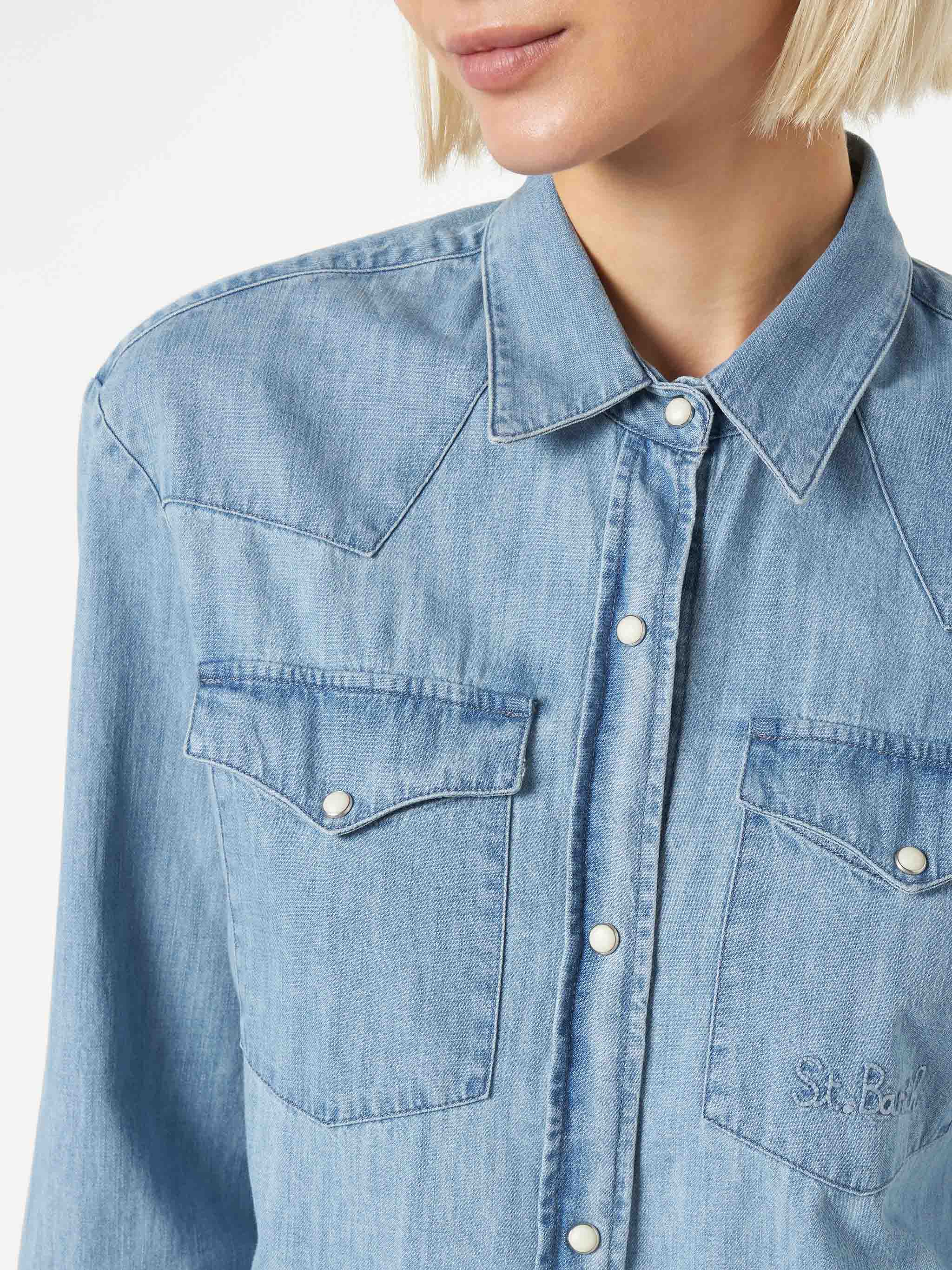 Dames denim overhemd