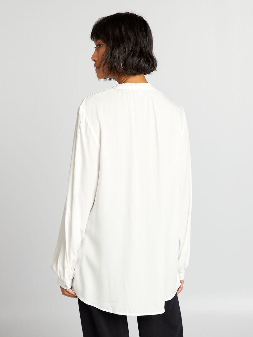 Blusa con cuello mandarín - BLANCA