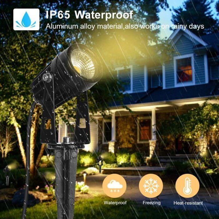 Spots LED Extérieur, 3W Lampes Jardin Blanc Chaud 3000K 1440LM avec Piquet, Etanche IP65 Lumière Extérieur LED Projecteur-8 pcs