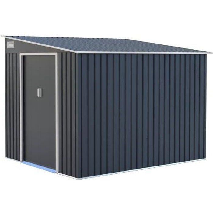 Metalen tuinschuur van 5,5 m² - 215 x 257 x 193 cm - TORONTO - Inclusief verankeringsset, 2 schuifdeuren - Grijs