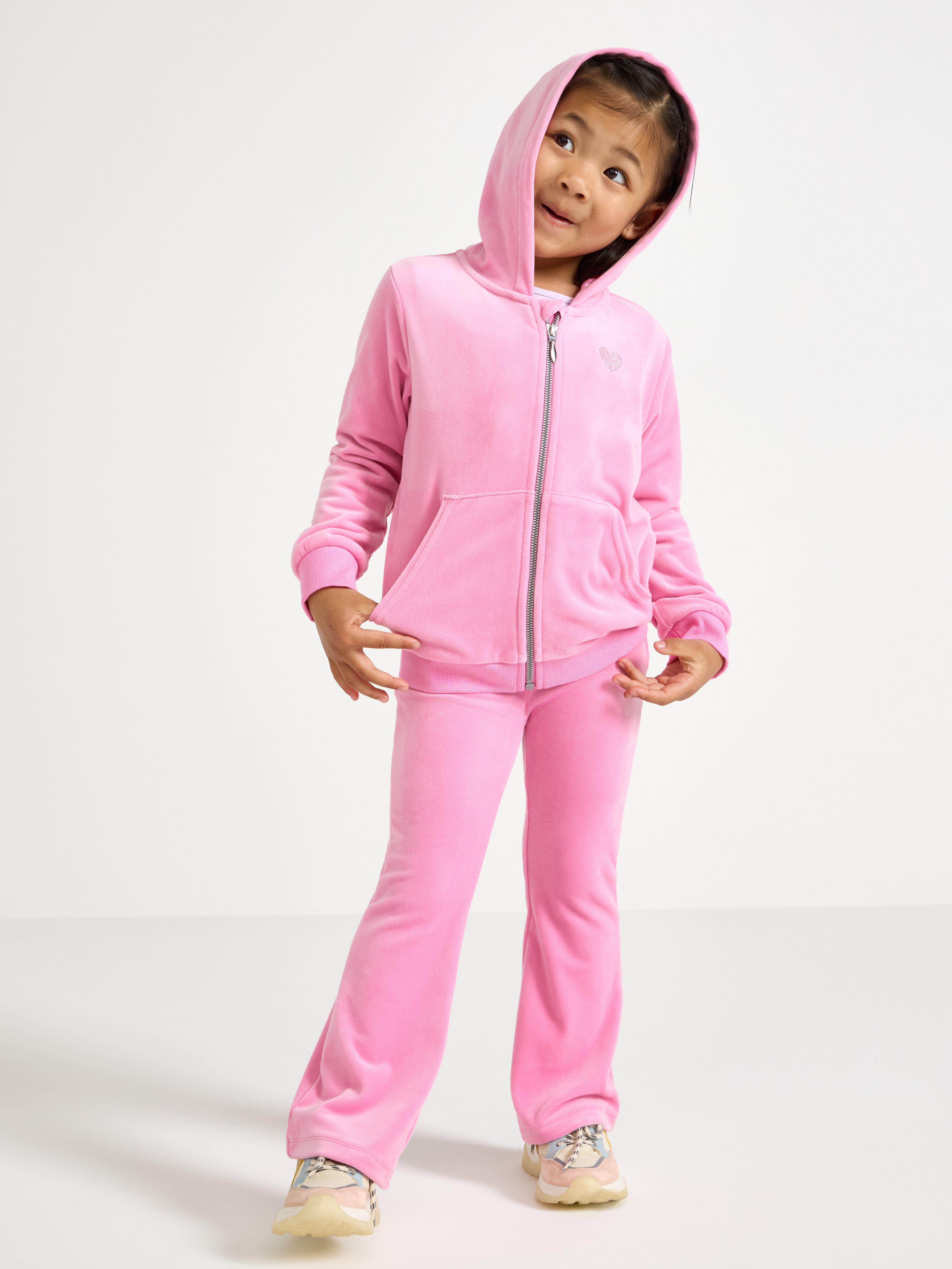 Sudadera con capucha de terciopelo rosa
