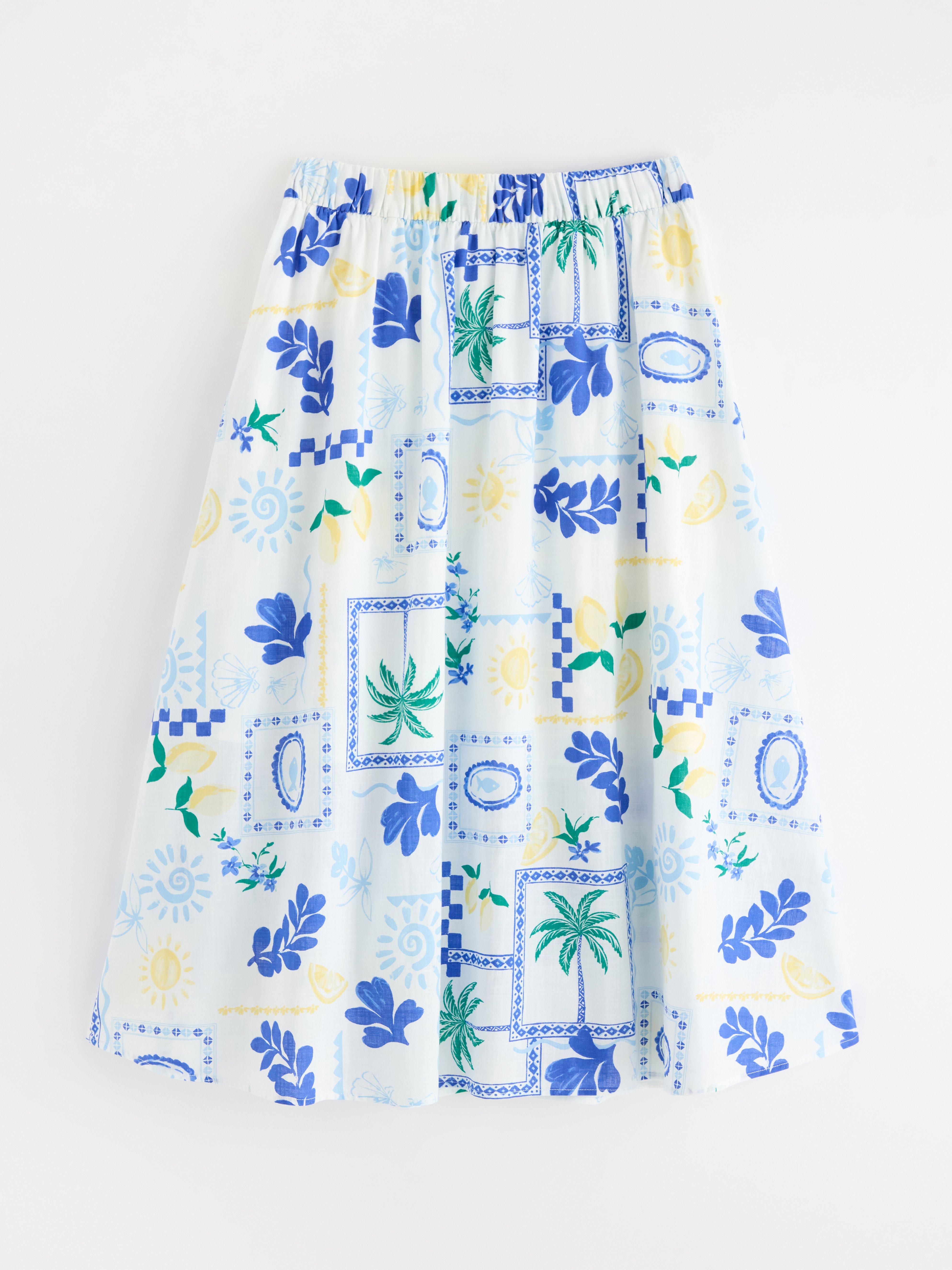 Falda midi color blanco roto