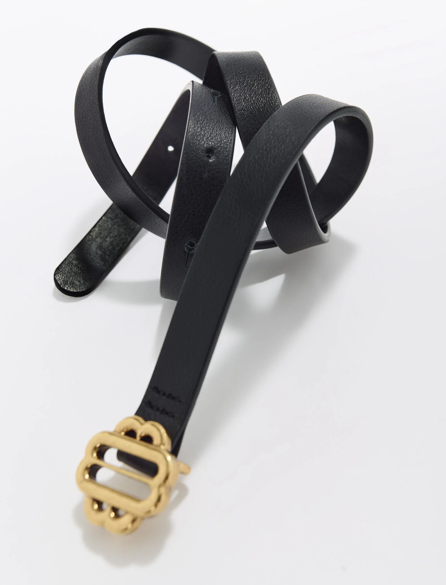 Dunne zwarte leren riem - Zwart