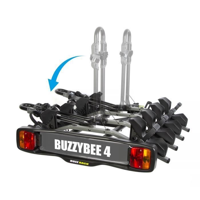 Portabicicletas para enganche de remolque BUZZRACK - Nuevo Buzzy Bee 4 - 4 bicicletas - Negro - Acero