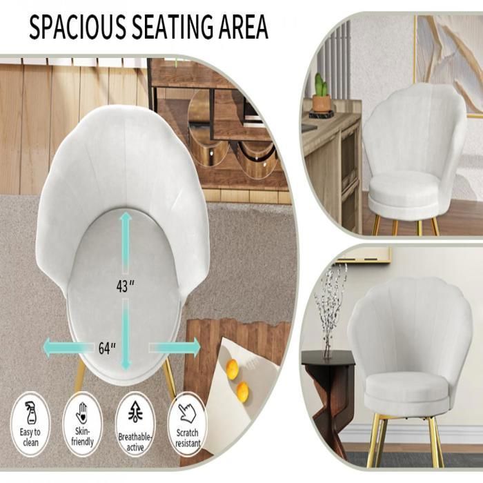 Poltronas e cadeiras - XUANYU - Cadeira estofada em formato de flor - Para sala de estar e sala de jantar - Branca