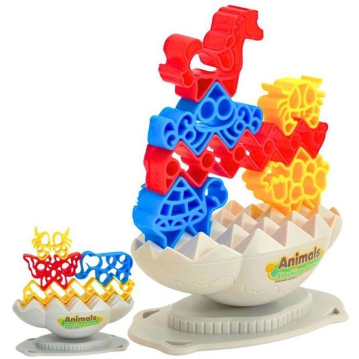 Máquina de Arcade Leantoys: Jogo de Arcade: Torre de Equilíbrio, Blocos de Pedra e Animais Coloridos