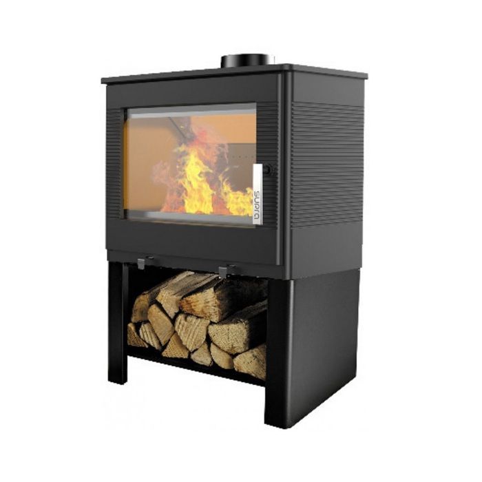 Supra 8,7 kW gietijzeren houtkachel, luchtdicht, met houtopslag, zwart - FR9016150B