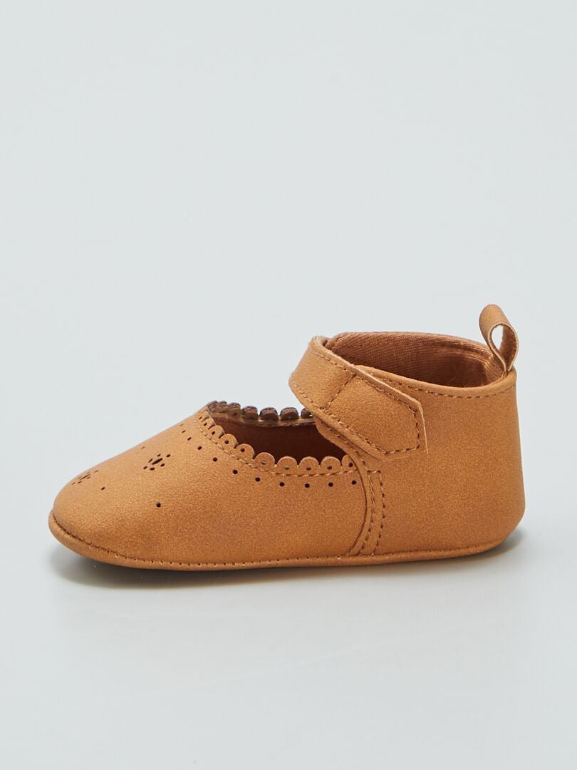 Sapatilhas de ballet com fecho de velcro - MARROM