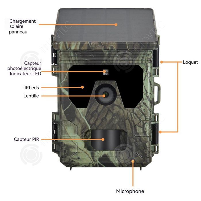 Cámara de vigilancia INN 4G, 5 megapíxeles, 4K HD, fotografía automática, detección de terreno, paneles solares, tiempo de espera ultralargo (18 meses).