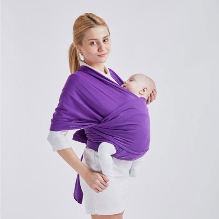 Bufanda portabebés multifuncional para recién nacidos y bebés, de algodón elástico, sin nudos, hasta 15 kg - Morado.