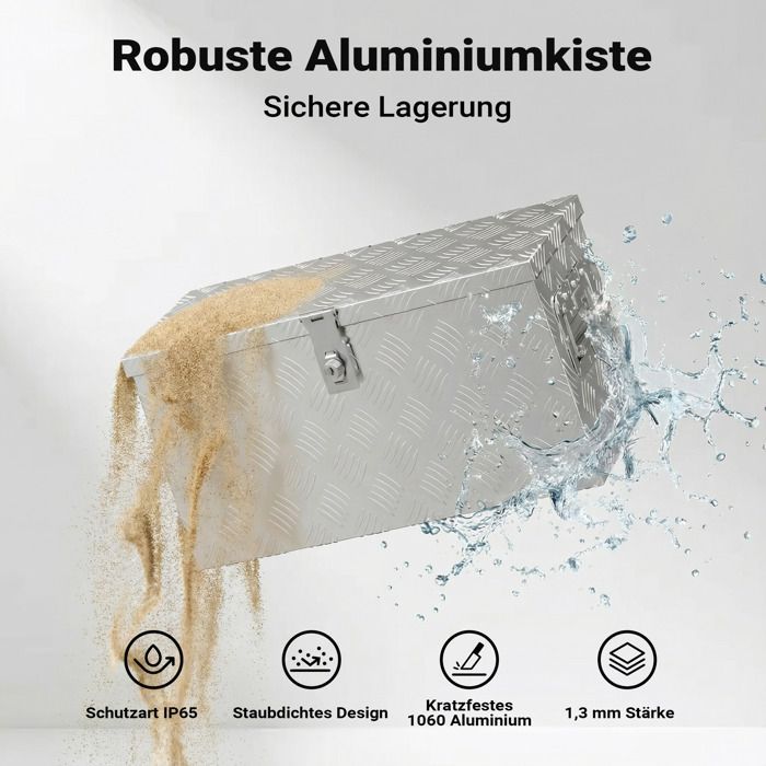 Cassetta portautensili in alluminio XPOtool per camion – 60 x 25 x 30 cm – Impermeabile con serratura, 2 chiavi e coperchio sporgente – Cassetta portautensili
