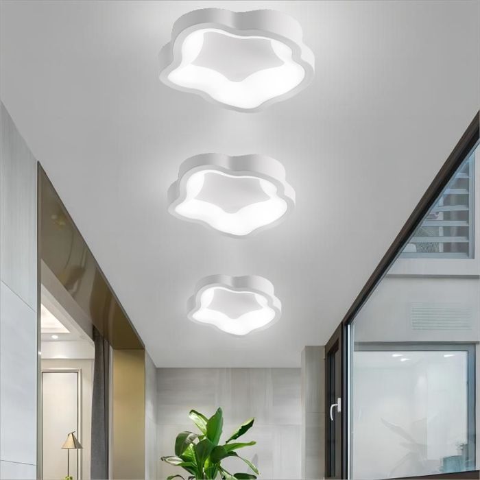 Plafoniera LED moderna WOTTES bianca - Lampada da soffitto a forma di fiore bianca fredda da 14 W per corridoio e bagno - 2 pezzi, diametro 23 cm