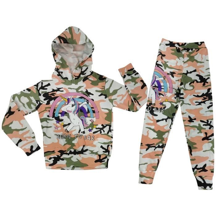 Conjunto deportivo para niñas Rainbow Unicorn Dab - Estilo n.º 2 - Manga larga - Para interiores