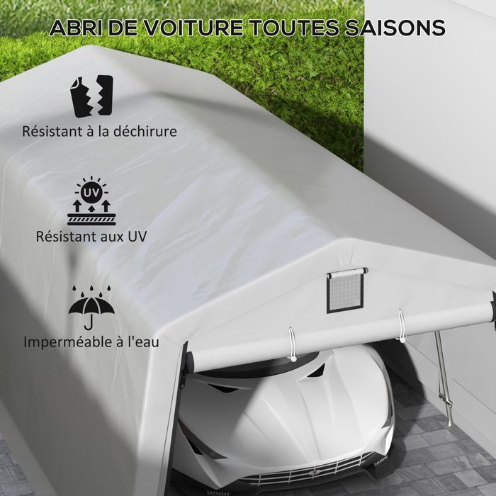 Cochera Outsunny - 618x330x240cm - PE - gris