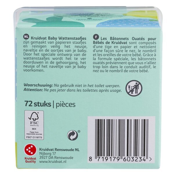 Vatirane palčke Kruidvat Baby<br>72 kosov