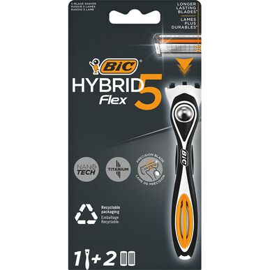 „Bic Hybrid 5 Flex“ peiliukų ir rankenos rinkinys (1 rankena, 2 papildymai)