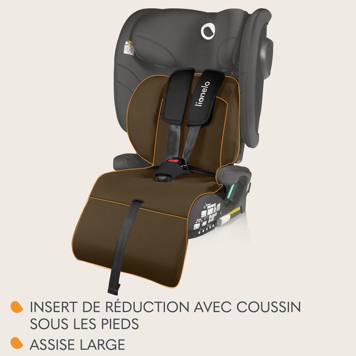 Seggiolino auto LIONELO Nelly i-Size 76-150 cm - ISOFIX - Pieghevole - Portabicchieri - Gruppo 1/2/3 - Nero