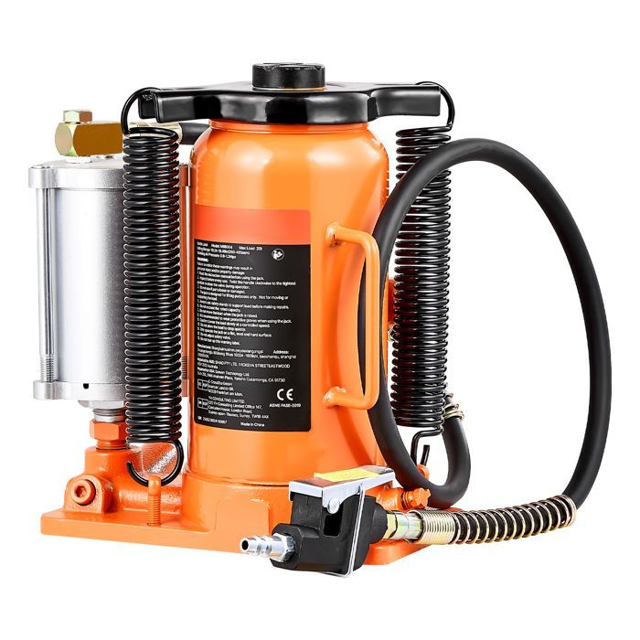 Gato hidráulico y neumático de 20T - Duoku - Herramienta de elevación de vehículos con un rango de elevación de 26 a 49,5 cm - Equipado con bomba - Naranja
